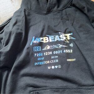 Mr Beast Black Hoodie size large investors club well made/thick